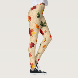 Artistieke val bladeren patroon leggings