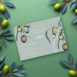 Artistieke Valentijn`s Dinner Party Waterverf Oliv Feestdagenkaart