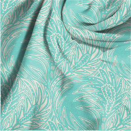 Artistieke Veerbladeren Naadloos Patroon Turquoise Stof