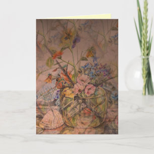 Artistieke verjaardagskaart met bloemstilleven kaart