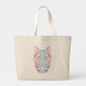 Artistieke verloopkleur wolfengezicht grote tote bag (Achterkant)