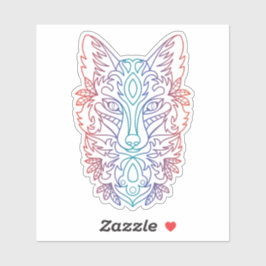 Artistieke verloopkleur wolfengezicht sticker