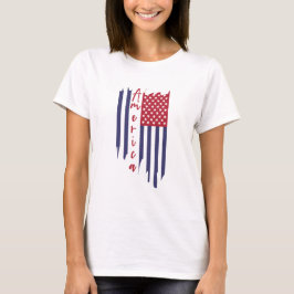 Artistieke verticale Amerikaanse vlag T-shirt