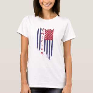 Artistieke verticale Amerikaanse vlag T-shirt