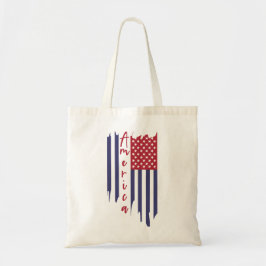 Artistieke verticale Amerikaanse vlag Tote Bag