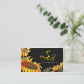 Artistieke Vette Zonnebloemen Monogram Visitekaartje (Staand voorkant)