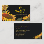 Artistieke Vette Zonnebloemen Monogram Visitekaartje (Voorkant / Achterkant)