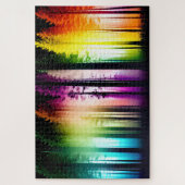 Artistieke Vibrant Rainbow Forest Silhouet Bomen Legpuzzel (Verticaal)