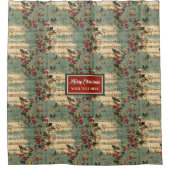 Artistieke vintage kerstliederen hulstbes douchegordijn (Voorkant)