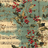 Artistieke vintage kerstmuziek kerstbessen servet