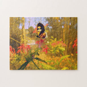 Artistieke vlinder in tuin schilderachtig legpuzzel