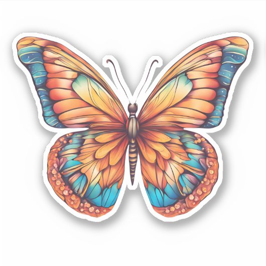 Artistieke Vlinder Waterdicht Sticker (Voorkant)