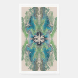 Artistieke Vloeibare Abstract in Aqua & Groen Servet