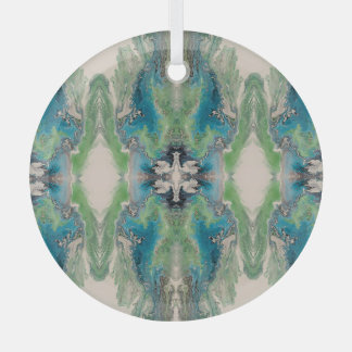 Artistieke vloeibare abstractie in aqua en groen glas ornament