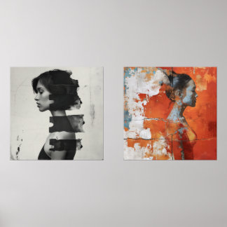 Artistieke voorstelling van een vrouw in profiel muurkunst sets