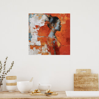 Artistieke voorstelling van een vrouw in profiel poster