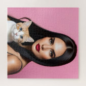 Artistieke vrouw met kat legpuzzel (Horizontaal)