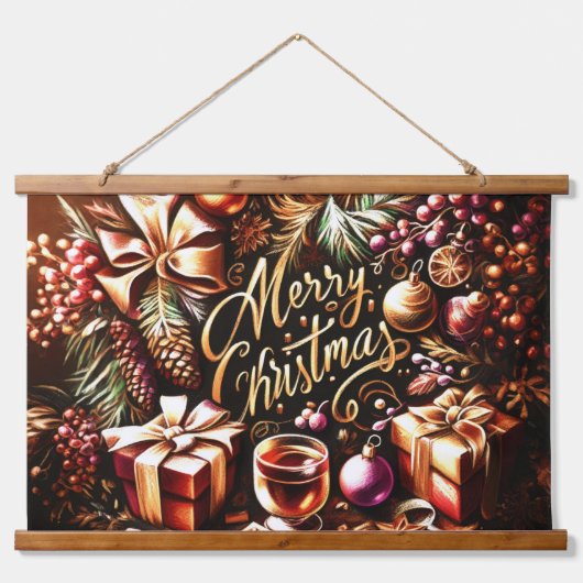 Artistieke Warme Chocolade Feestelijke Gezellige K Hangend Wandkleed (Voorkant)