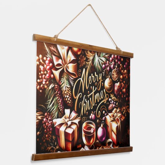 Artistieke Warme Chocolade Feestelijke Gezellige K Hangend Wandkleed (Gebogen)