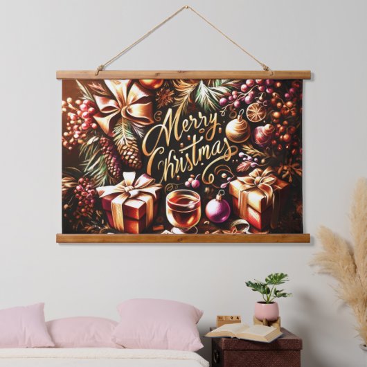 Artistieke Warme Chocolade Feestelijke Gezellige K Hangend Wandkleed (Slaapkamer)