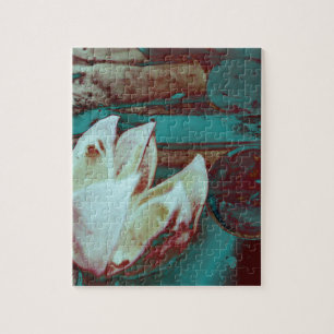 Artistieke Waterlelie in Rood en Blauw Legpuzzel