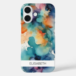 Artistieke Waterverf achtergrond | Je naam iPhone 16 Hoesje