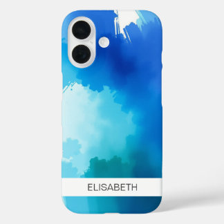 Artistieke Waterverf achtergrond | Jouw naam Hoesj iPhone 16 Hoesje