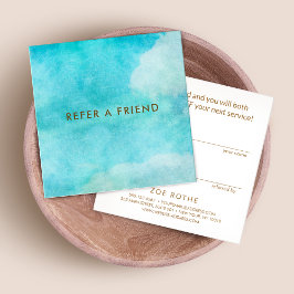 Artistieke Waterverf Blauwe hemel Klantenreferenti Aanbevelingskaartje