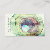 Artistieke Waterverf Edelsteen Groen Beige Visitekaartje (Voorkant)