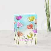 Artistieke Waterverf en Inktulpen Moederdag Kaart (Voorkant)