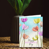 Artistieke Waterverf en Inktulpen Moederdag Kaart