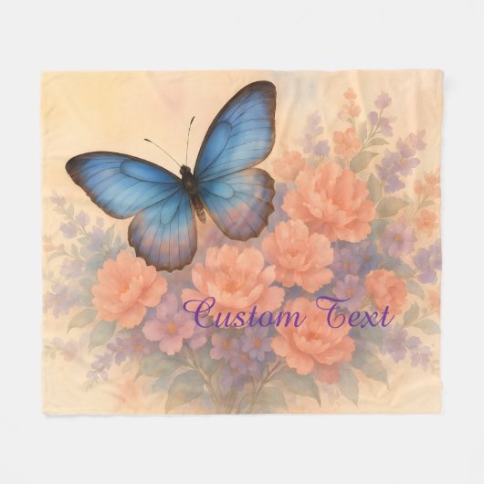 Artistieke Waterverf Floral Butterfly Fleece Custo (Voorkant (Horizontaal))