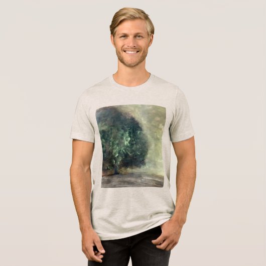 Artistieke Waterverf Forest Tree Painting Tri-Blend Shirt (Voorkant volledig)