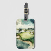 Artistieke waterverf golfbaan bagagelabel (Voorkant (verticaal))