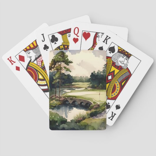 Artistieke waterverf golfbaan golf speelkaarten (Achterkant)