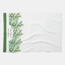 Artistieke Waterverf Green Tree gepersonaliseerd Theedoek