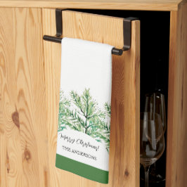 Artistieke Waterverf Green Tree gepersonaliseerd Theedoek