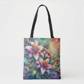 Artistieke Waterverf Lily Garden Tote Bag (Voorkant)