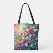 Artistieke Waterverf Lily Garden Tote Bag (Achterkant)