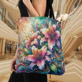 Artistieke Waterverf Lily Garden Tote Bag