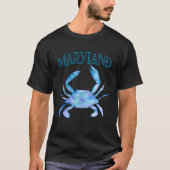 Artistieke Waterverf Maryland Blue Crab T-shirt (Voorkant)