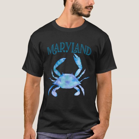 Artistieke Waterverf Maryland Blue Crab T-shirt (Voorkant)