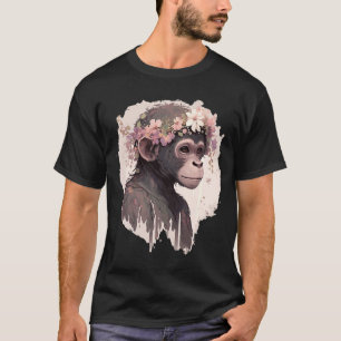 Artistieke Waterverf Monkey Flower Crown Floral An T-shirt