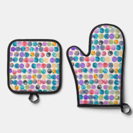 Artistieke Waterverf Ovenwant – Krachtig Abstract & Pannenlap Set