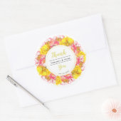 Artistieke Waterverf Poppy Wedding Wreater Dank je Ronde Sticker (Envelop)