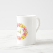 Artistieke Waterverf Poppy Wreatmonogram Porselein Kop (Voorkant rechts)