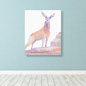 Artistieke Waterverf Red Deer Canvas Afdruk (Insitu (Houten vloer))