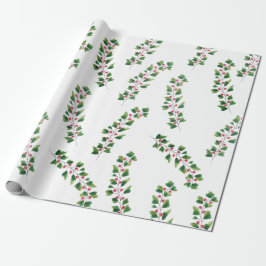 Artistieke Waterverf Rood en Groene Berry Branches Cadeaupapier