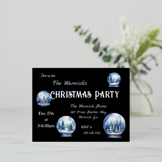 Artistieke Waterverf Sneeuwbollen Winterfeest Folie Uitnodiging Briefkaart (Staand Voorkant)