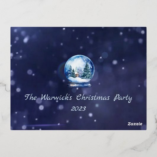 Artistieke Waterverf Sneeuwbollen Winterfeest Folie Uitnodiging Briefkaart (Achterkant)